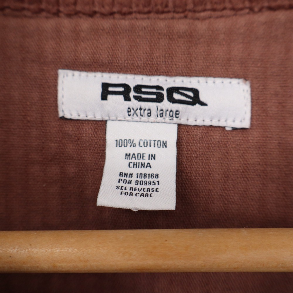 RSQ Brown Corduroy Button Down Shirt Raw Hem Oversized Shacket Mens XL Cotton - Picture 2 of 4